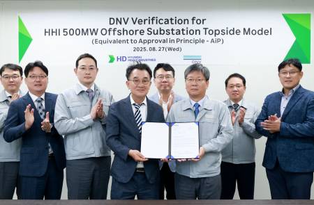 HD현대중공업, 500MW급 해상변전소 모델 국제 설계 검증 획득…해상풍력 시장 공략 강화