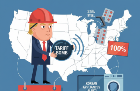 트럼프, 철강 파생품 25%·의약품 100% 관세 부과… 韓 가전 수출 '비상'