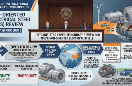 미 ITC, 한국산 등 무방향성 전기강판 반덤핑 관세 유지 여부 신속심리 착수