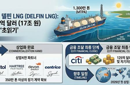 17조 원 규모 ‘미국 델핀 LNG’ 본궤도… 상업화 완료 및 FID ‘초읽기’