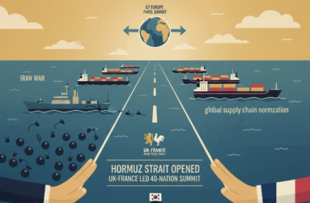 호르무즈 개통 위해 영·프 주도 40개국 정상회의 진행