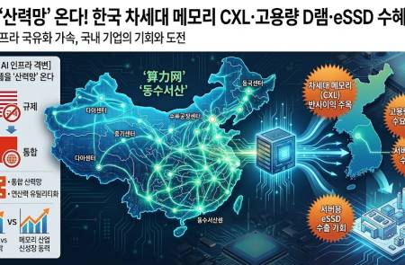 중국 AI 인프라 격변 美 규제 뚫을 '산력망' 온다…韓 고용량 메모리·CXL 반사이익 주목