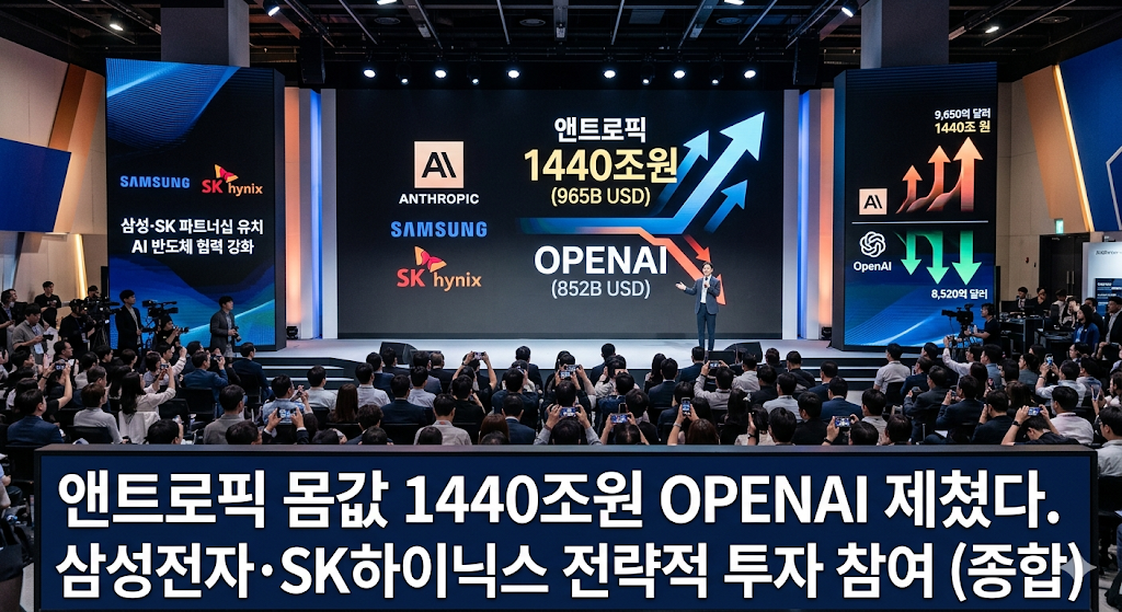 앤트로픽 몸값 1440조원 오픈AI 제쳤다..삼성·SK도 투자 참여