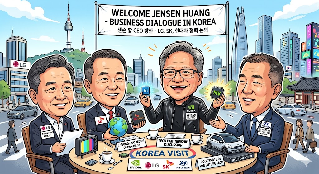 젠슨 황, 나흘간 한국서 ‘역대급’ 광폭 행보… 4대그룹 총수 회동부터 예능·시구까지